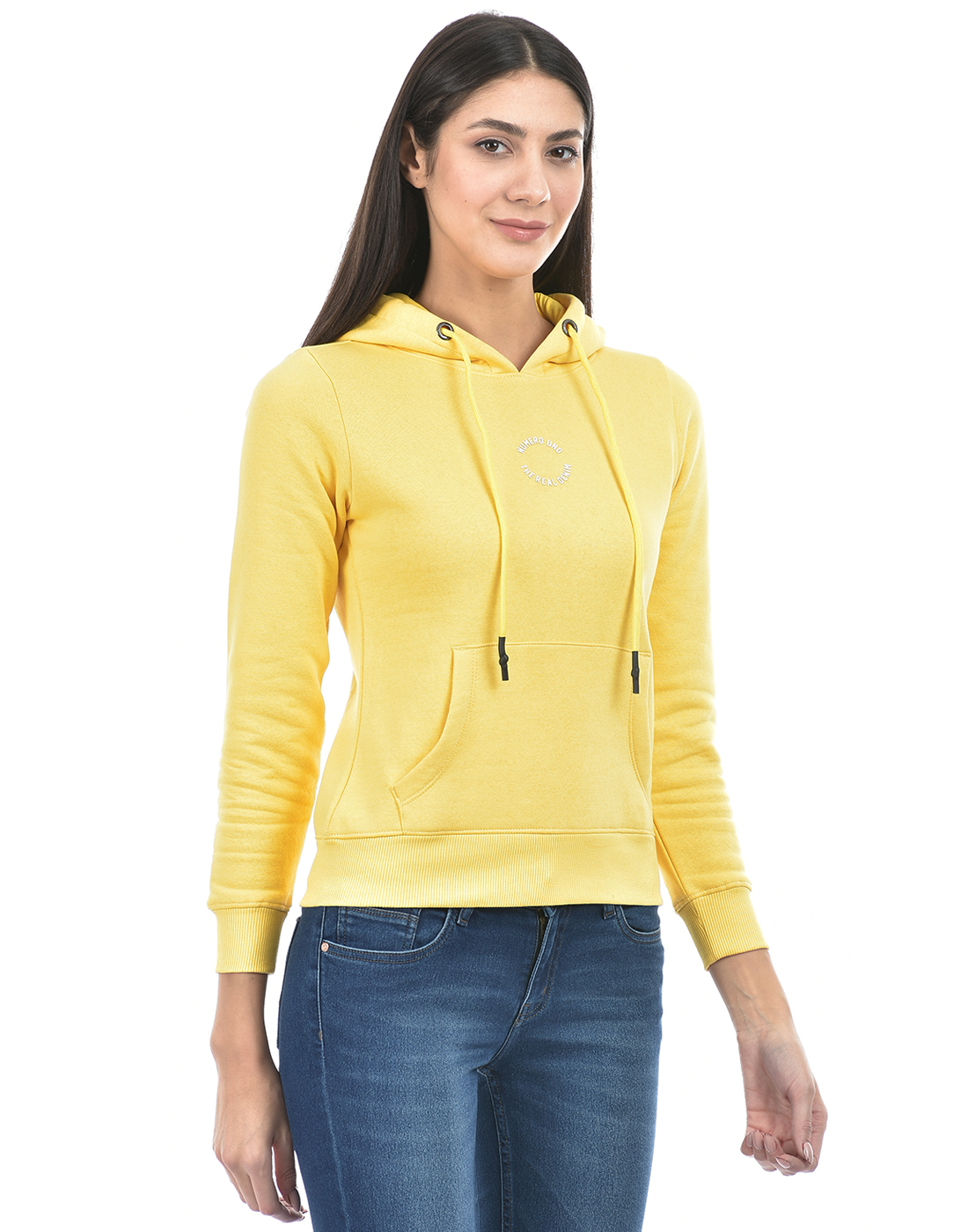 Numero Uno Women Solid Yellow Sweat Shirt